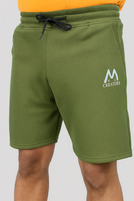 MNICreators Solid Men & Women Dark Green Basic Shorts