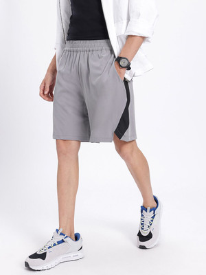 Glitchez Solid Men Grey Regular Shorts