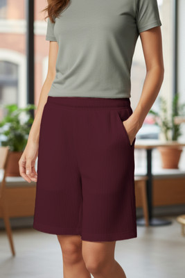NACHU Solid Women Purple Bermuda Shorts