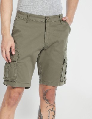 FLYING MACHINE Solid Men Green Basic Shorts