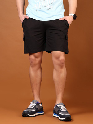 V-MART Solid Men Black Basic Shorts