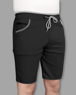 Venner Solid Men Black Gym Shorts, Night Shorts, Regular Shorts, Casual Shorts, Running Shorts