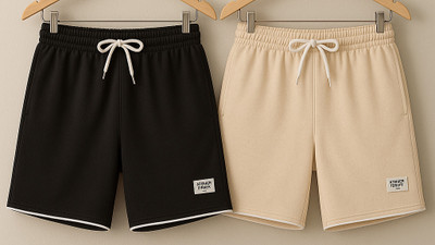 MK BROTHERS Solid Men Black, Beige Basic Shorts, Boxer Shorts, Gym Shorts, Regular Shorts, Night Shorts