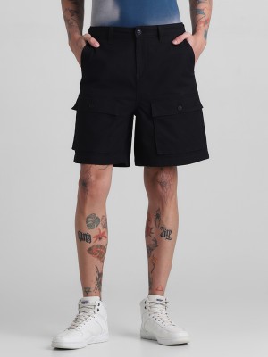 JACK & JONES Solid Men Black Cargo Shorts