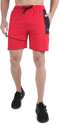 KWINGS Color Block Men Red Sports Shorts