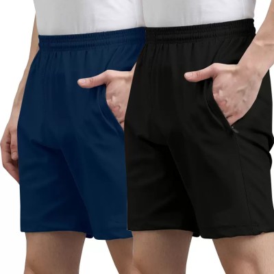 A1 SQUARE Solid Men Black Regular Shorts