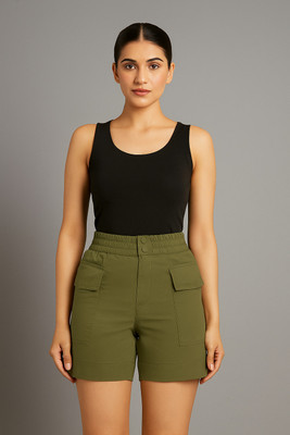 ApurwaFashion Solid Women Green Cargo Shorts