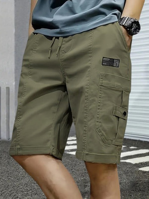 Pitzz Solid Men Green Cargo Shorts
