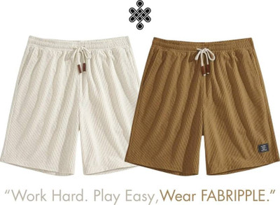 Shreeji Self Design Men Brown, White Casual Shorts