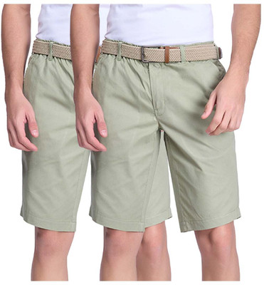 ramraj Solid Men Green Casual Shorts