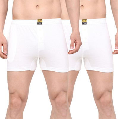 Dig Sel COTTONS Solid Men White Boxer Shorts