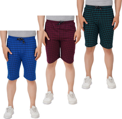 JUST TRY FASHION Checkered Men Multicolor Bermuda Shorts