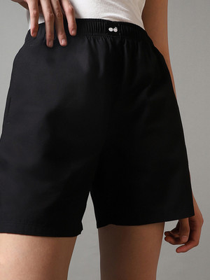 BEWAKOOF Solid Women Black Boxer Shorts