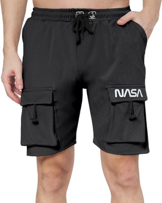 Mehrang Self Design Men Black Sports Shorts