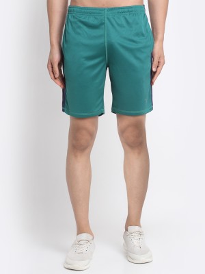 Invincible Solid Men Green, Blue Sports Shorts