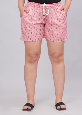 Vinita Fashion Printed Women Pink Night Shorts