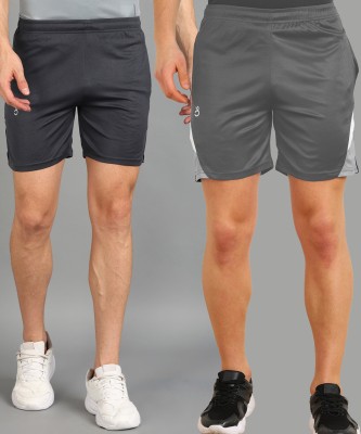 Lemona Solid Men Grey Sports Shorts, Gym Shorts, Regular Shorts, Running Shorts