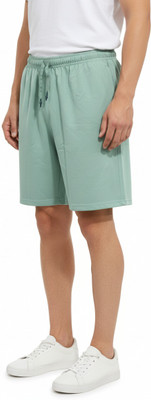 VOMAZO Solid Men Light Green Basic Shorts