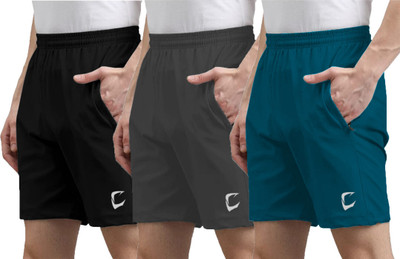 CRAVVEN Solid Men Multicolor Sports Shorts