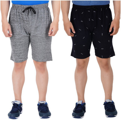 Guide Printed Men Grey, Dark Blue Bermuda Shorts