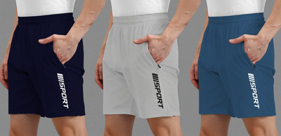 AVOLT Printed Men Blue, Grey, Light Blue Casual Shorts