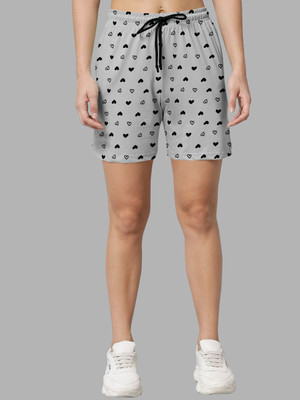 OINOZ Printed Women Grey Regular Shorts