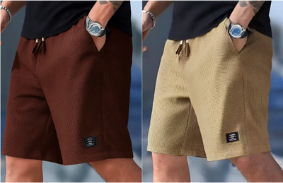 Venner Fashion Solid Men Beige, Brown Regular Shorts