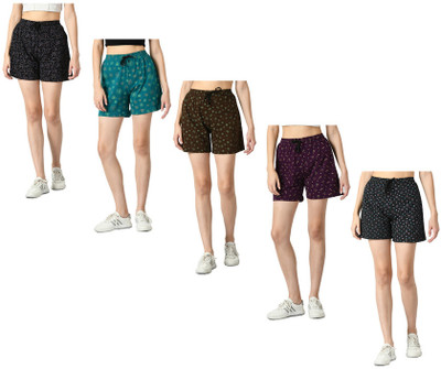 KAVYA Printed Women Multicolor Regular Shorts