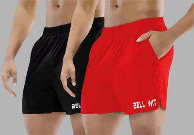 Bellwit Solid Men Red Sports Shorts