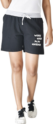 HouseOfCommon Printed Women Black Regular Shorts