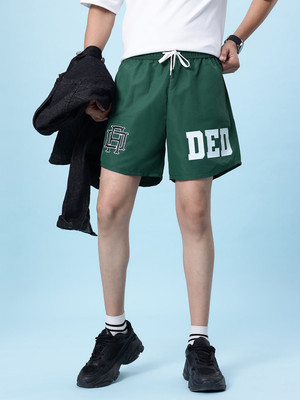 Glitchez Printed Men Green Regular Shorts