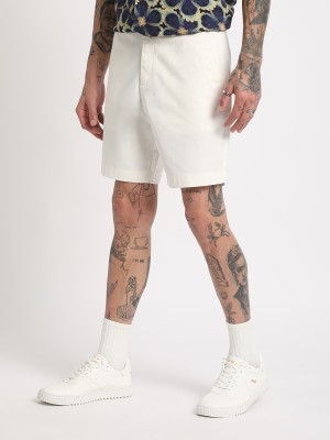 THE BEAR HOUSE Solid Men White Regular Shorts