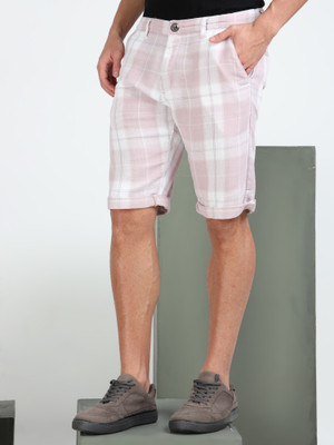 bEEVEE Checkered Men Pink Regular Shorts