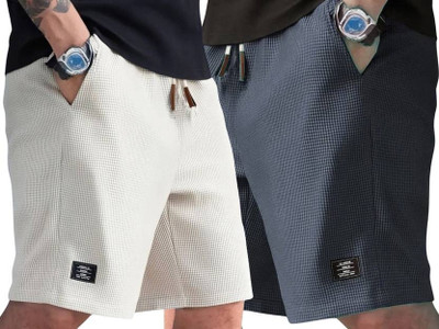 Shreeji Self Design Men Brown, White Casual Shorts