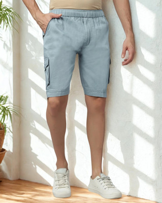 Ho Bindaass Solid Men Light Blue Cargo Shorts