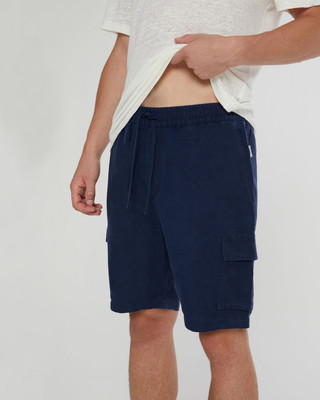 VestoHaus Solid Men Blue Basic Shorts, Cargo Shorts