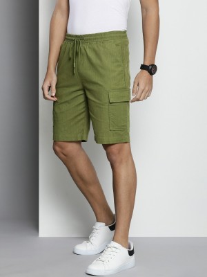 The Indian Garage Co. Solid Men Green Cargo Shorts