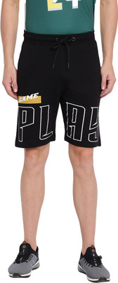abof by Aditya Birla Printed Men Black Regular Shorts