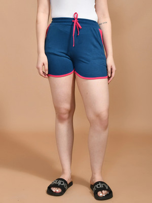 SKYKNIT Solid Women Blue Hotpants