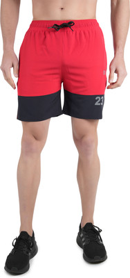 KWINGS Color Block Men Red Running Shorts