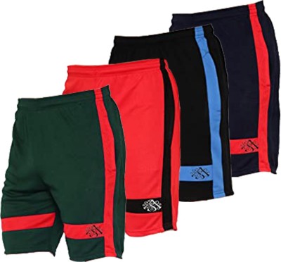 OORA Self Design Men Green, Red, Dark Blue, Black Sports Shorts
