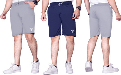 PTELRA Solid Men Blue, Grey Basic Shorts