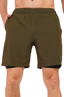 GOTO Solid Men Green Sports Shorts