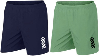 MAANU Printed Men Dark Blue, Green Sports Shorts