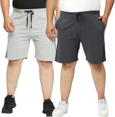 Vaishvik Solid Men Grey, Dark Grey Regular Shorts