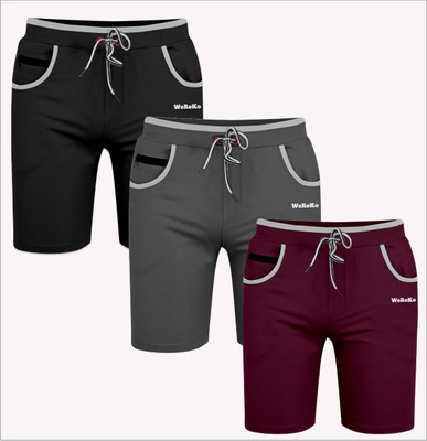 VINTHON Self Design Men Black, Dark Grey, Maroon Regular Shorts