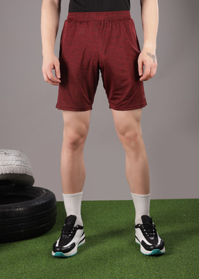 Force NXT Solid Men Red Sports Shorts