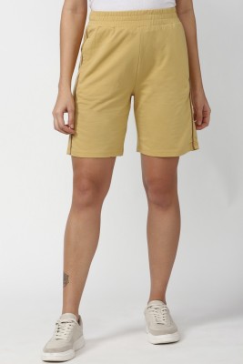 FOREVER 21 Solid Women Yellow Casual Shorts