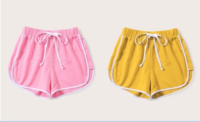 vivient Solid Women Pink, Yellow Regular Shorts