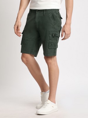 THE BEAR HOUSE Solid Men Green Cargo Shorts